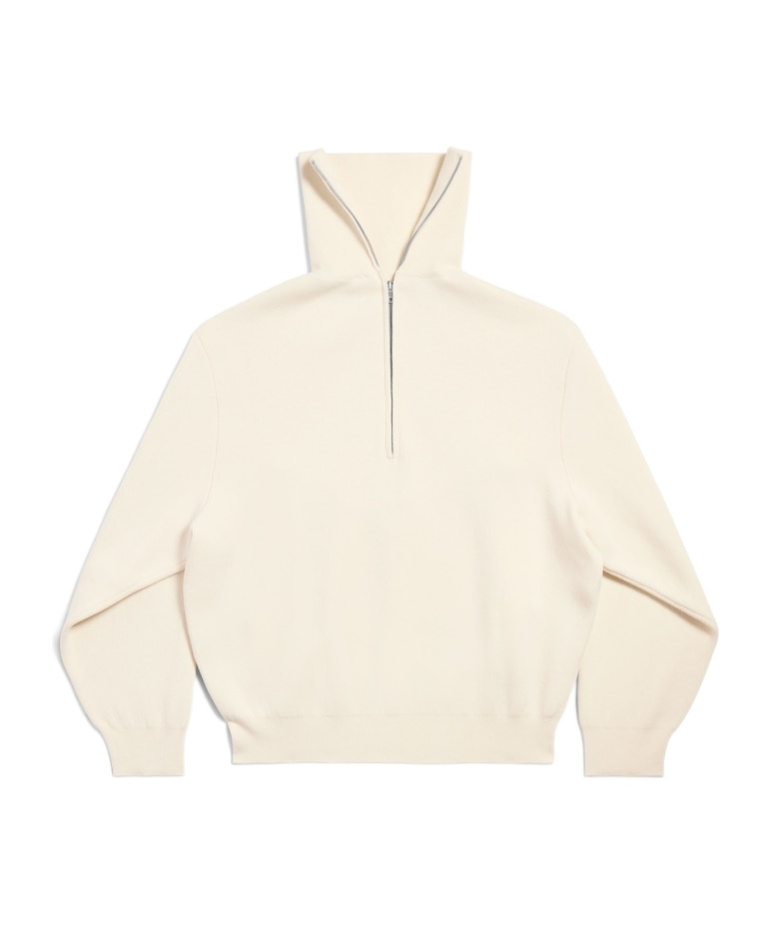Balenciaga Women's Back-to-front High Neck Sweater In Off White In White
