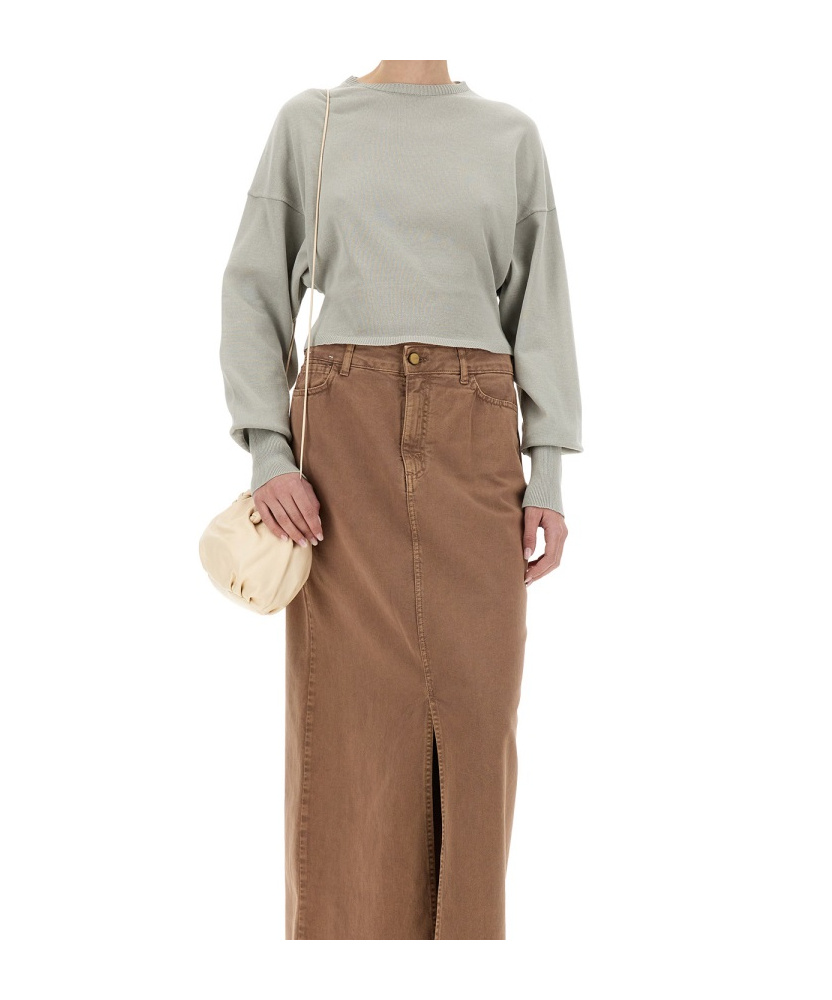 ALYSI ALYSI LONG SLEEVED CREWNECK CROPPED SWEATER