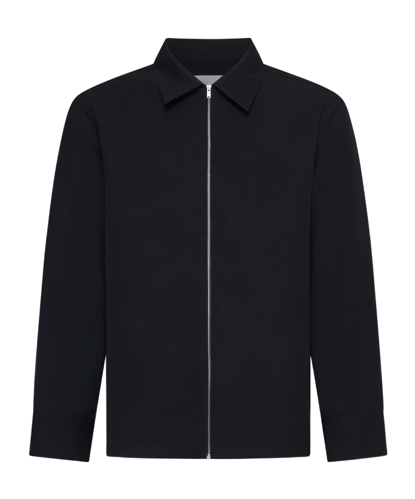 Jil Sander Minimalist Zippered Wool Overshirt In Black