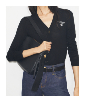 Tory Burch Romy Curved-flap Shoulder Bag In Black