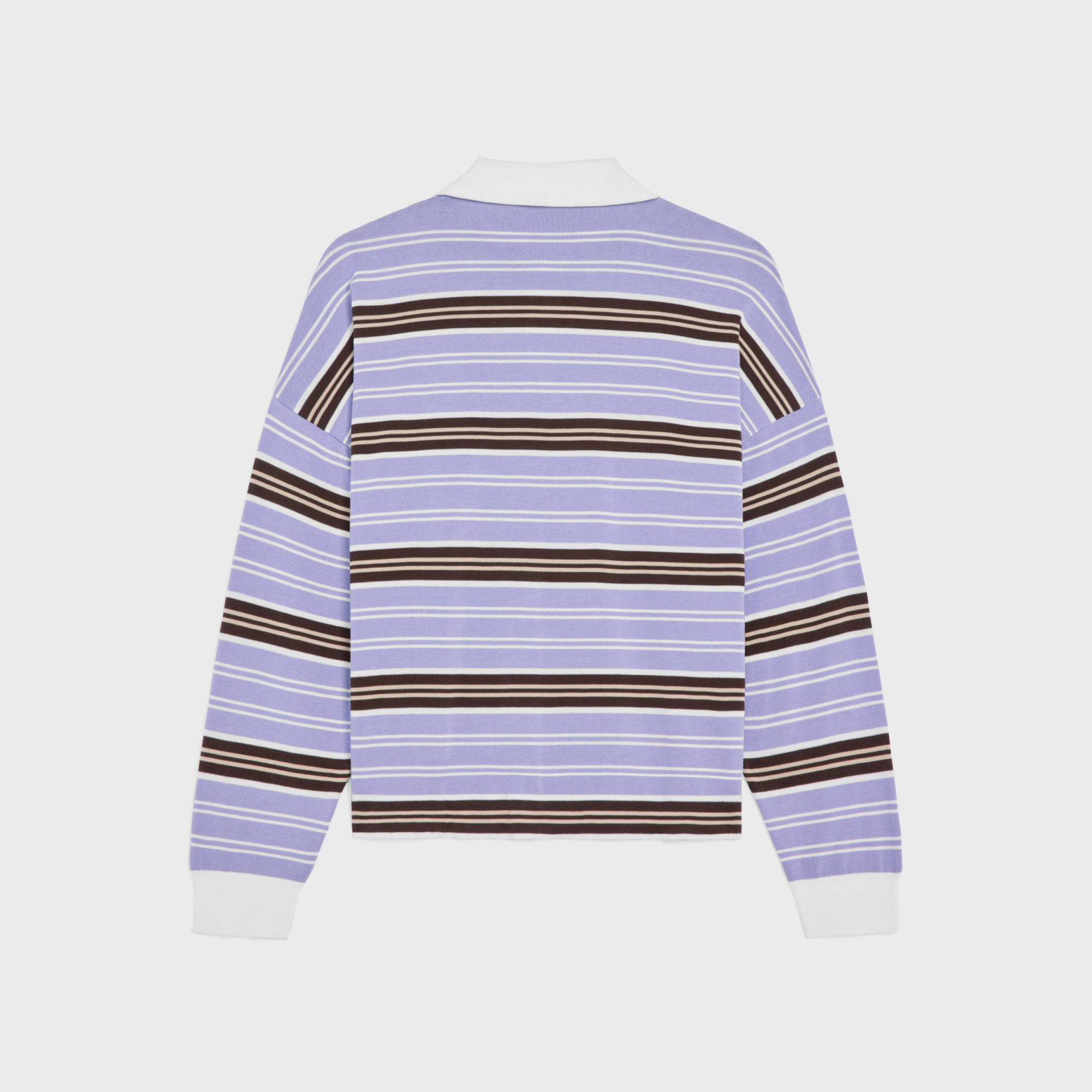 Celine Polo Sweater In Striped Cotton In Multi