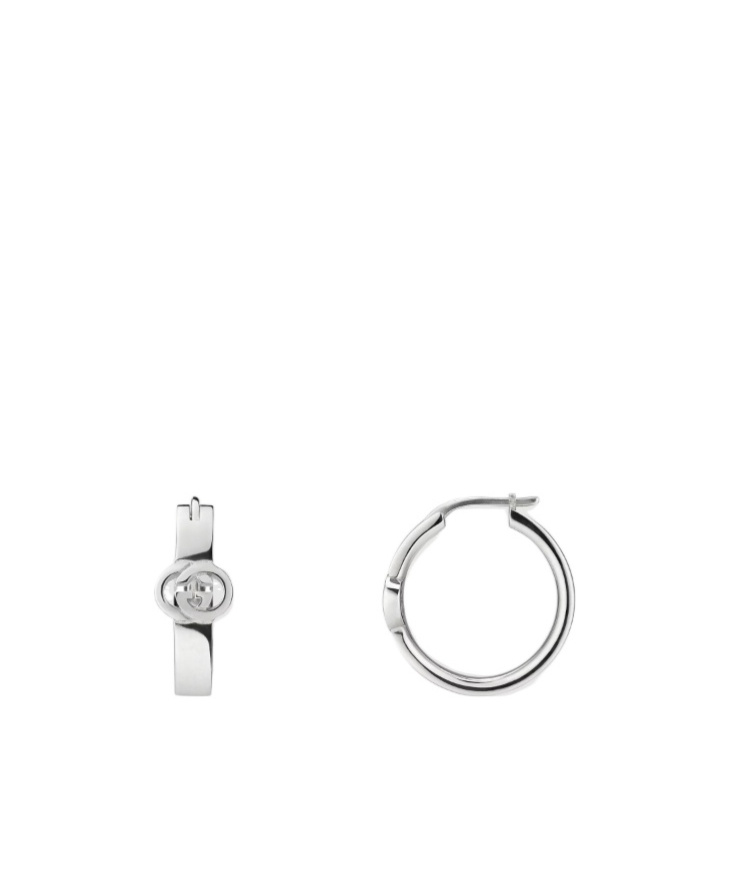 Gucci Interlocking Hoop Earrings In Metallic