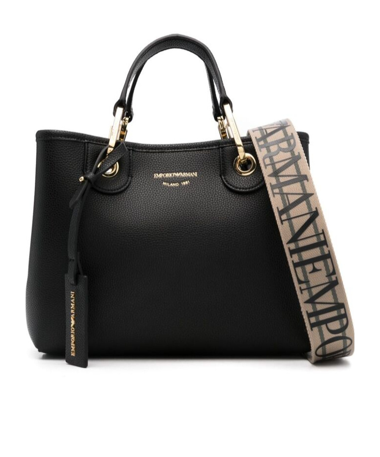 Emporio Armani Myea Black Shopper Bag With Pouch In Black