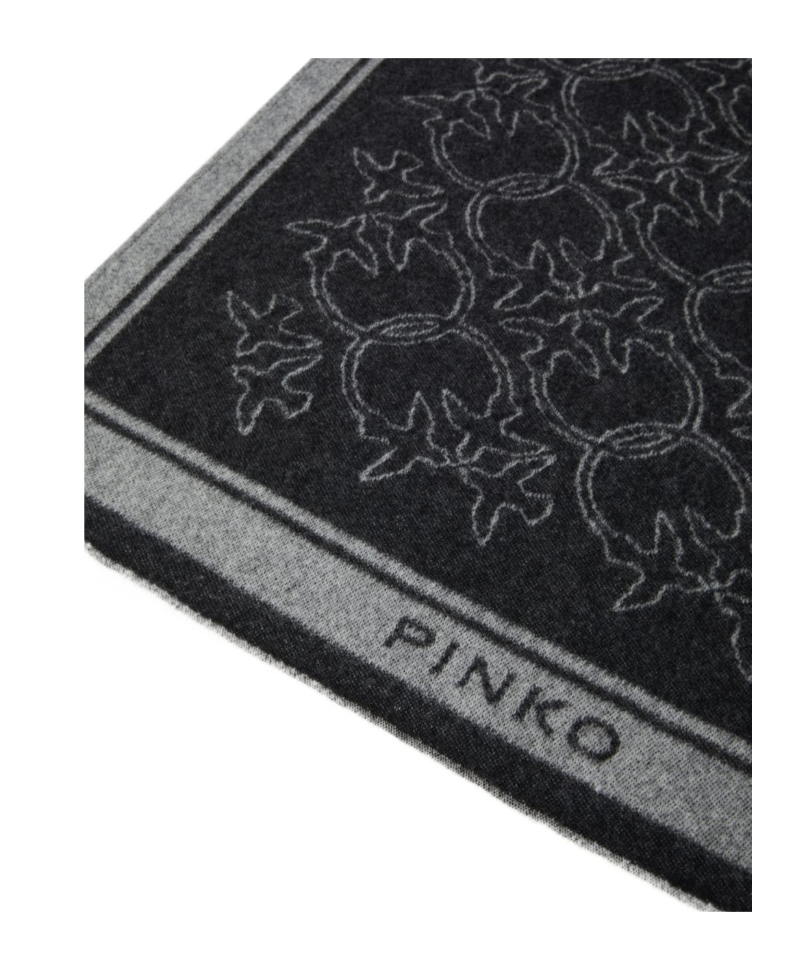Pinko Love Birds Wool Poncho In Black