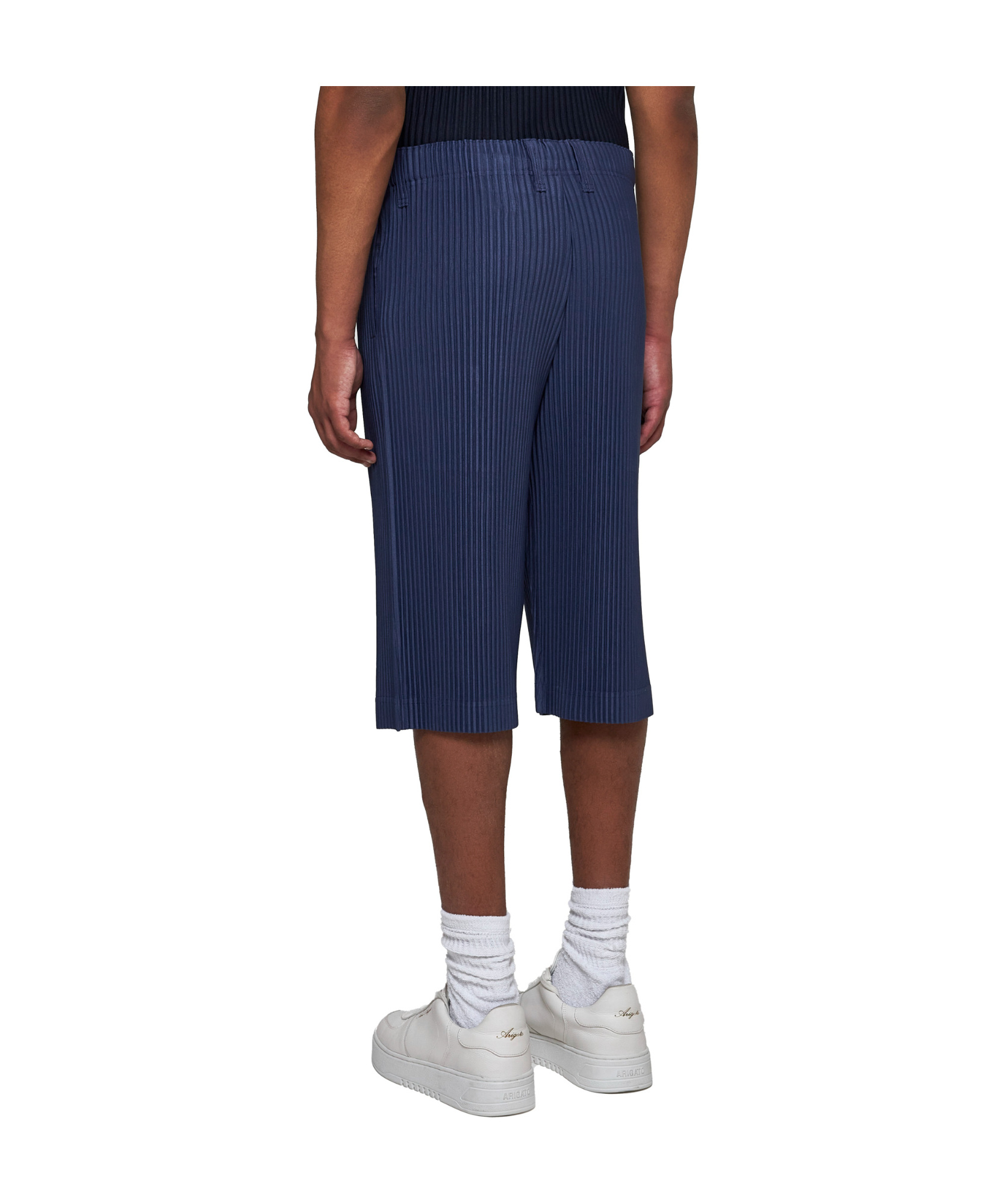 Issey Miyake Navy Tailored Pleats 2 Shorts In Blue