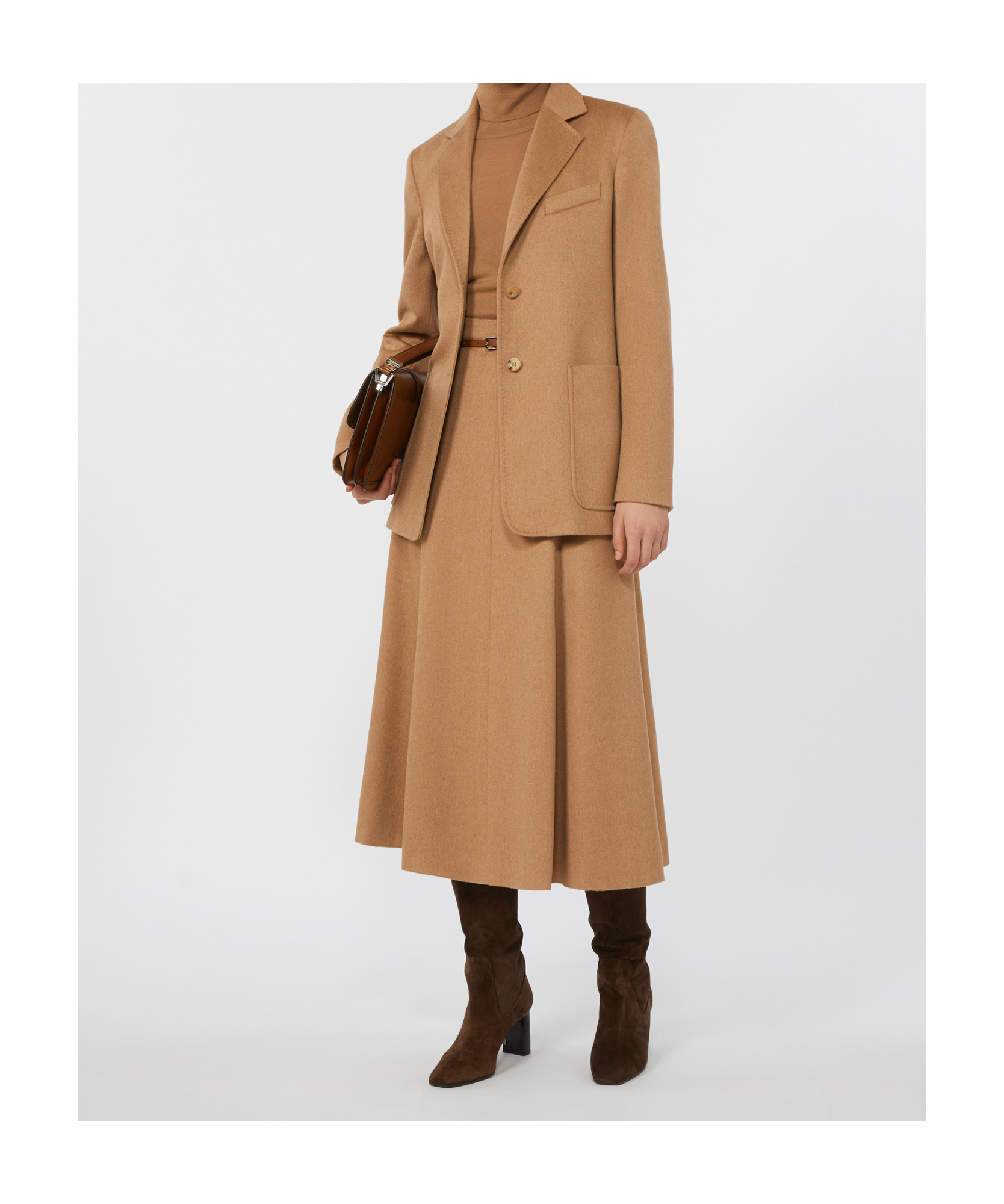 Max Mara Wool Knit Turtleneck Jumper In Brown