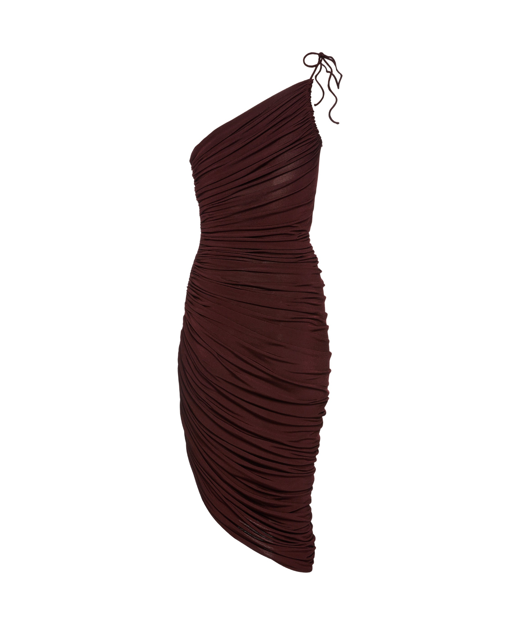 Magda Butrym Asymmetrical Draped Midi Dress In Brown