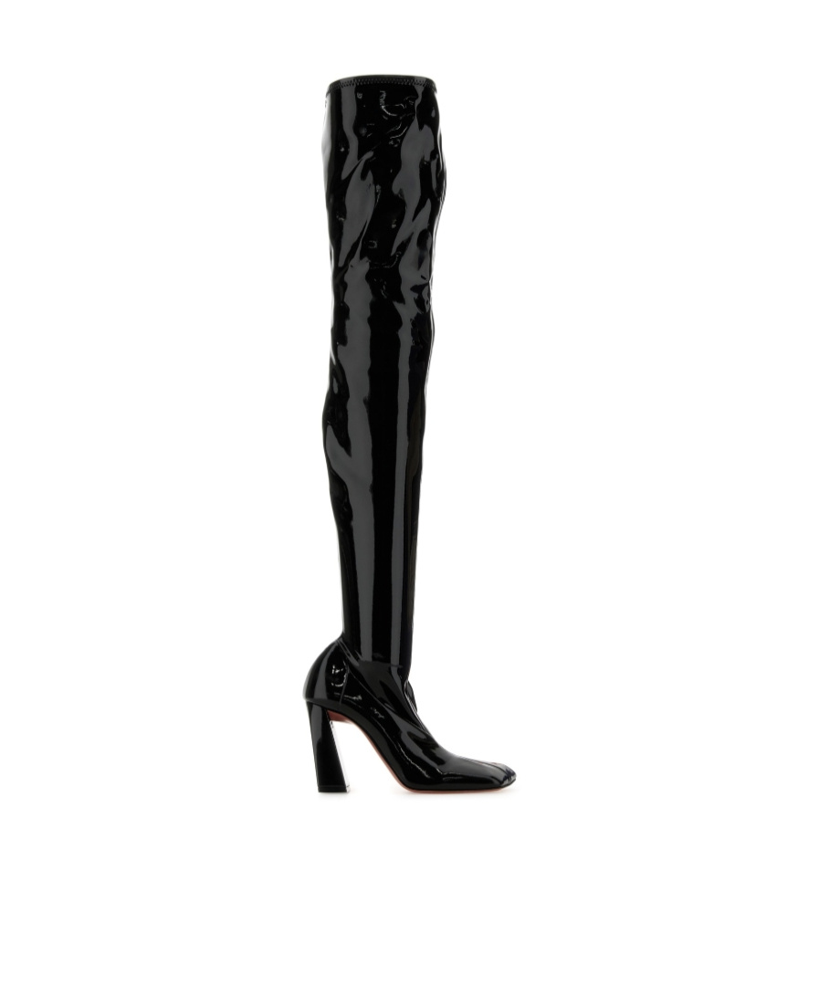 Amina Muaddi Marine Stretch Thigh High Boots In Black
