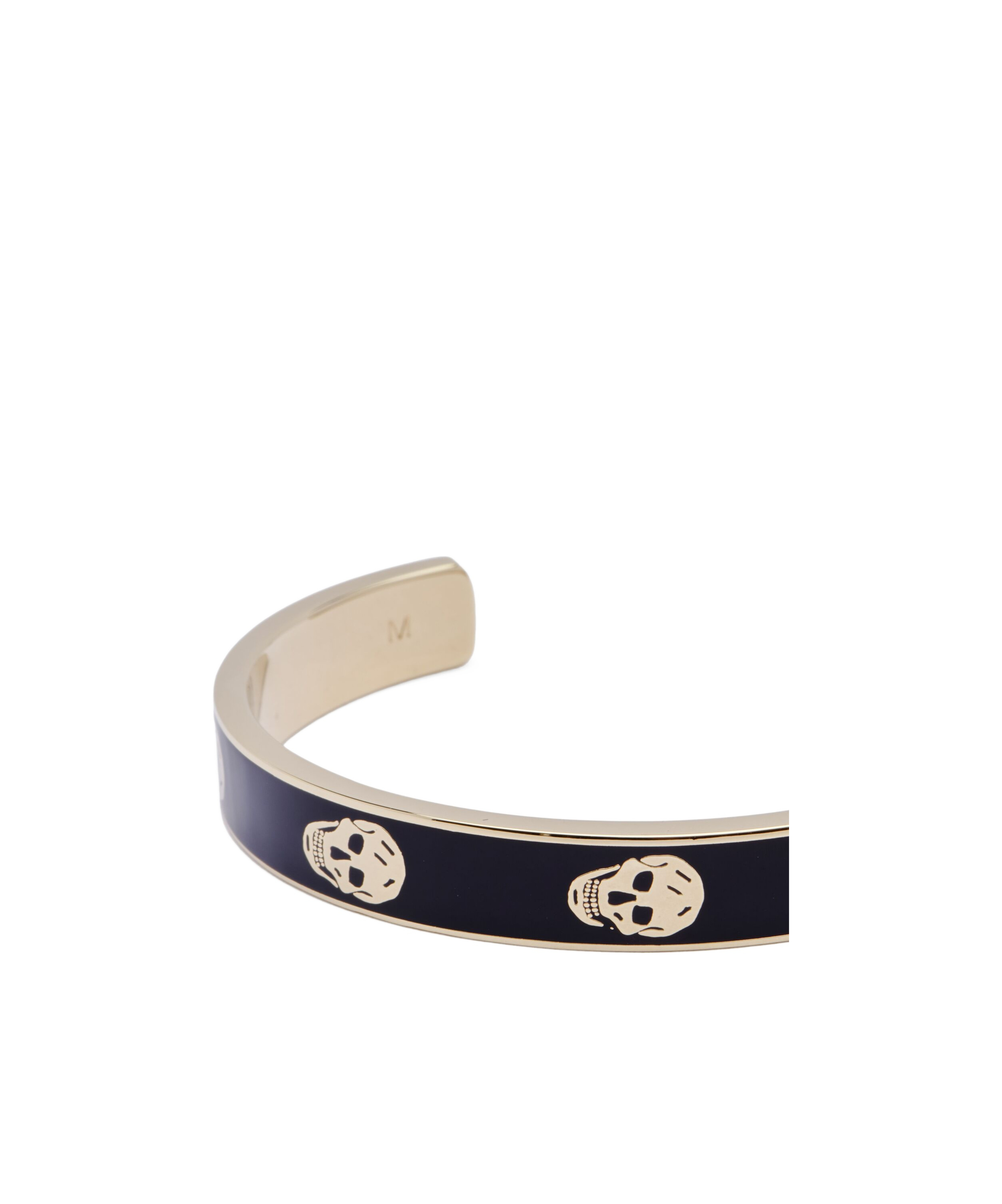 Alexander Mcqueen Women's Thin Skull Cuff In Black/gold In Black
