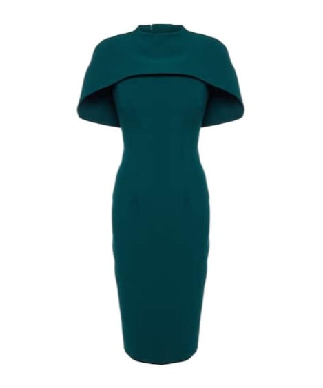 Safiyaa London Kalika Caped Midi Dress In Green