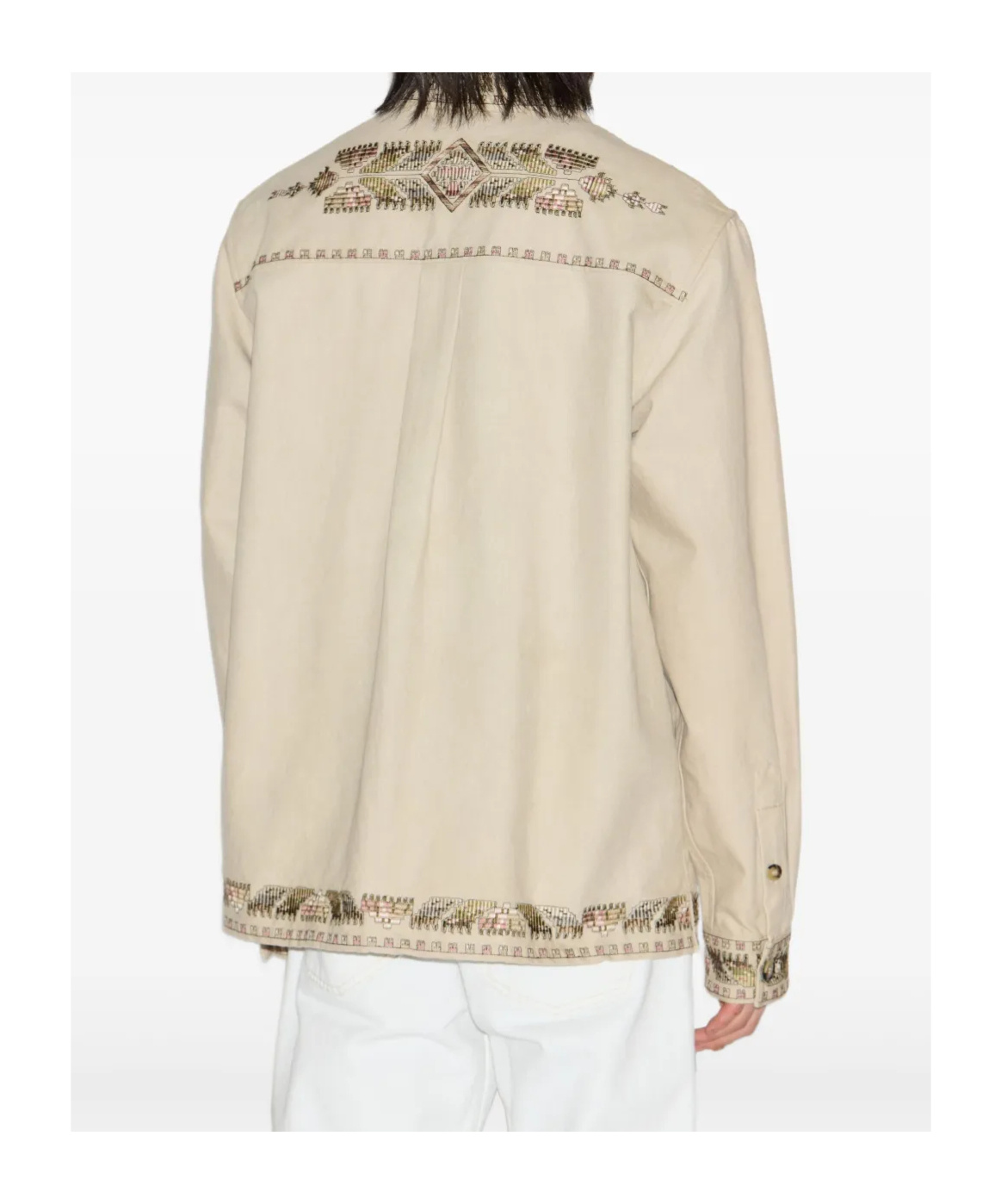 Isabel Marant Beaded Long Sleeve Jacket With Patch Pocket In Neutral