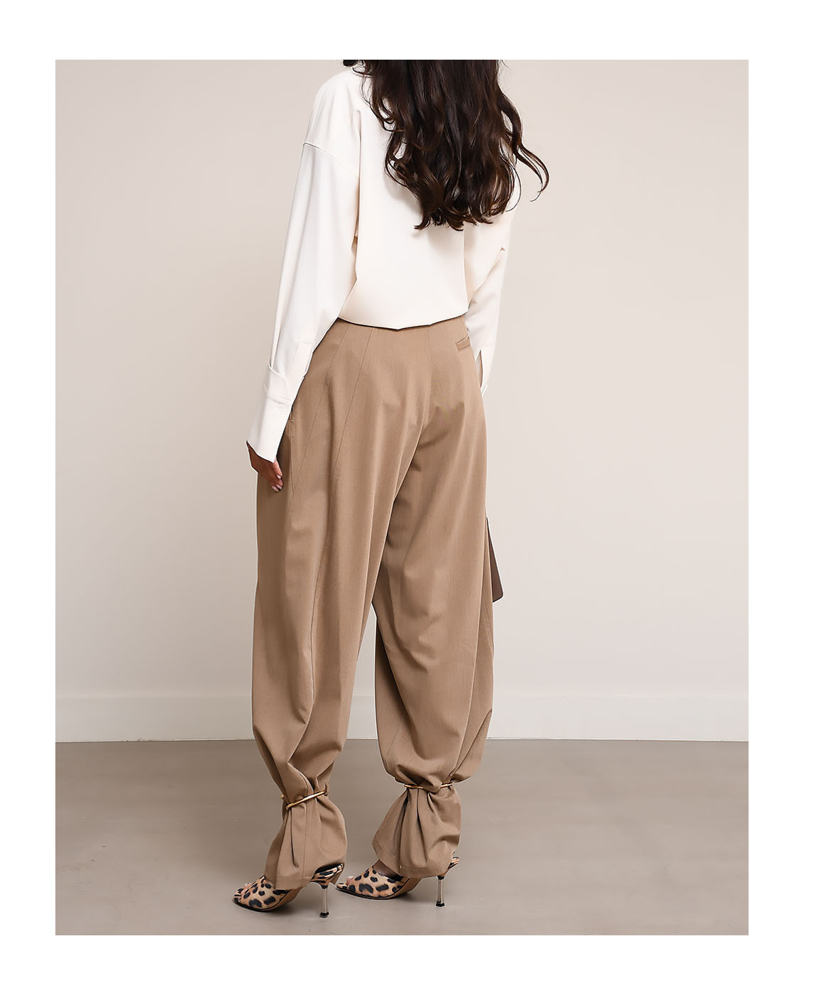 Darkpark Phebe Cuff Adorned Wide-leg Pant In Brown