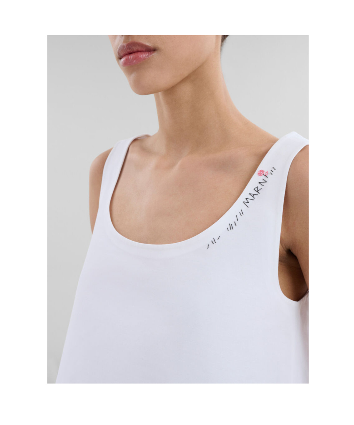 Marni Flared Dress With Hand-embroidered In White