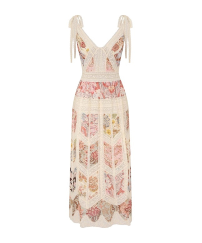 Zimmermann Spliced Print Daylight Slip Dress In Brown