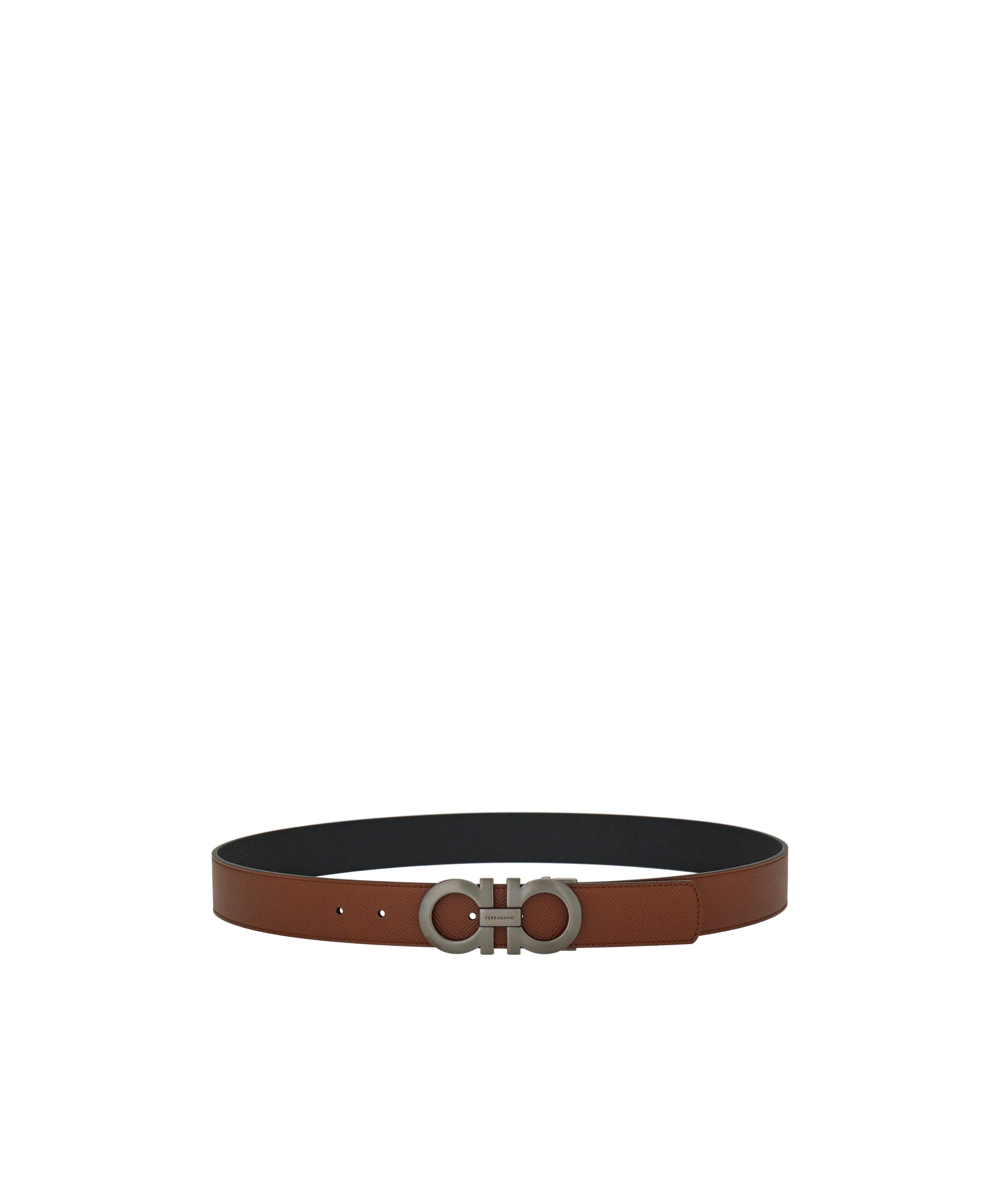 Ferragamo Gancini Leather Belt In Black