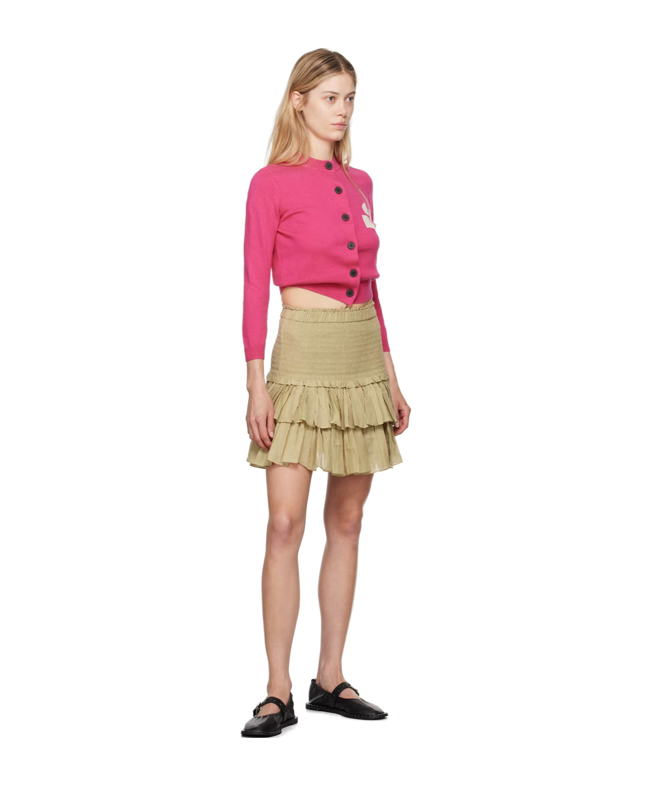 Isabel Marant Étoile Naomi Smocked Voile Miniskirt In Nude