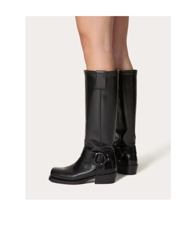 Valentino Ankle Strap Boots In Black