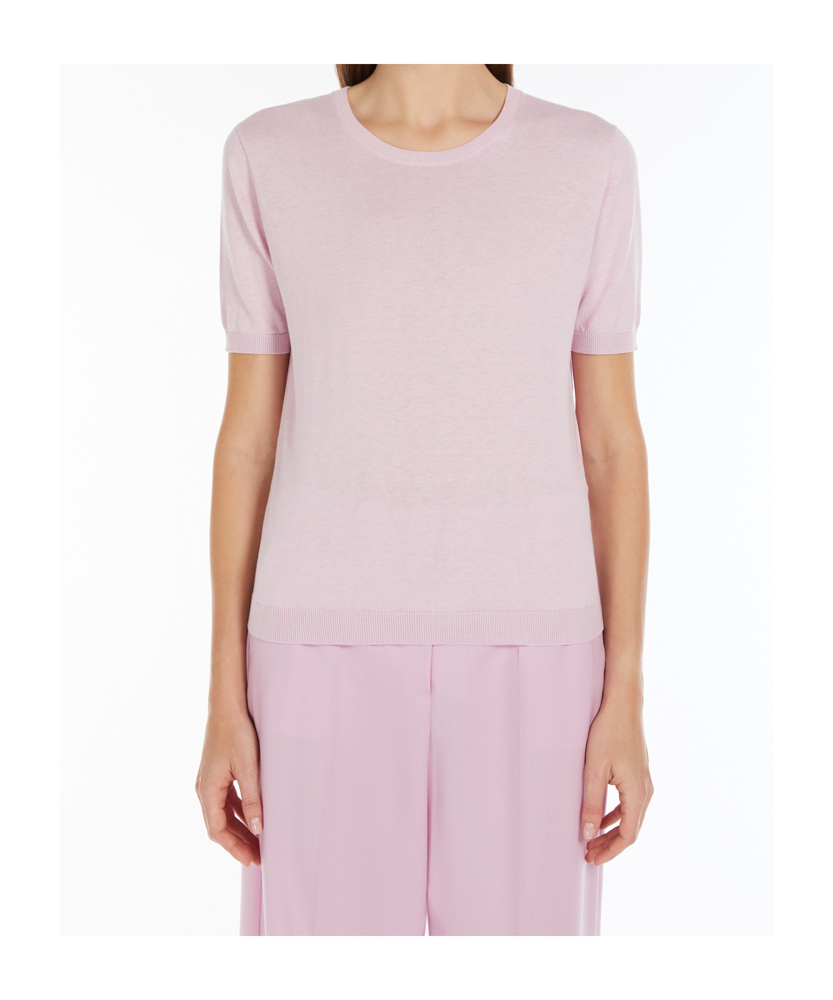 Weekend Max Mara Short-sleeved Knitted T-shirt In Pink