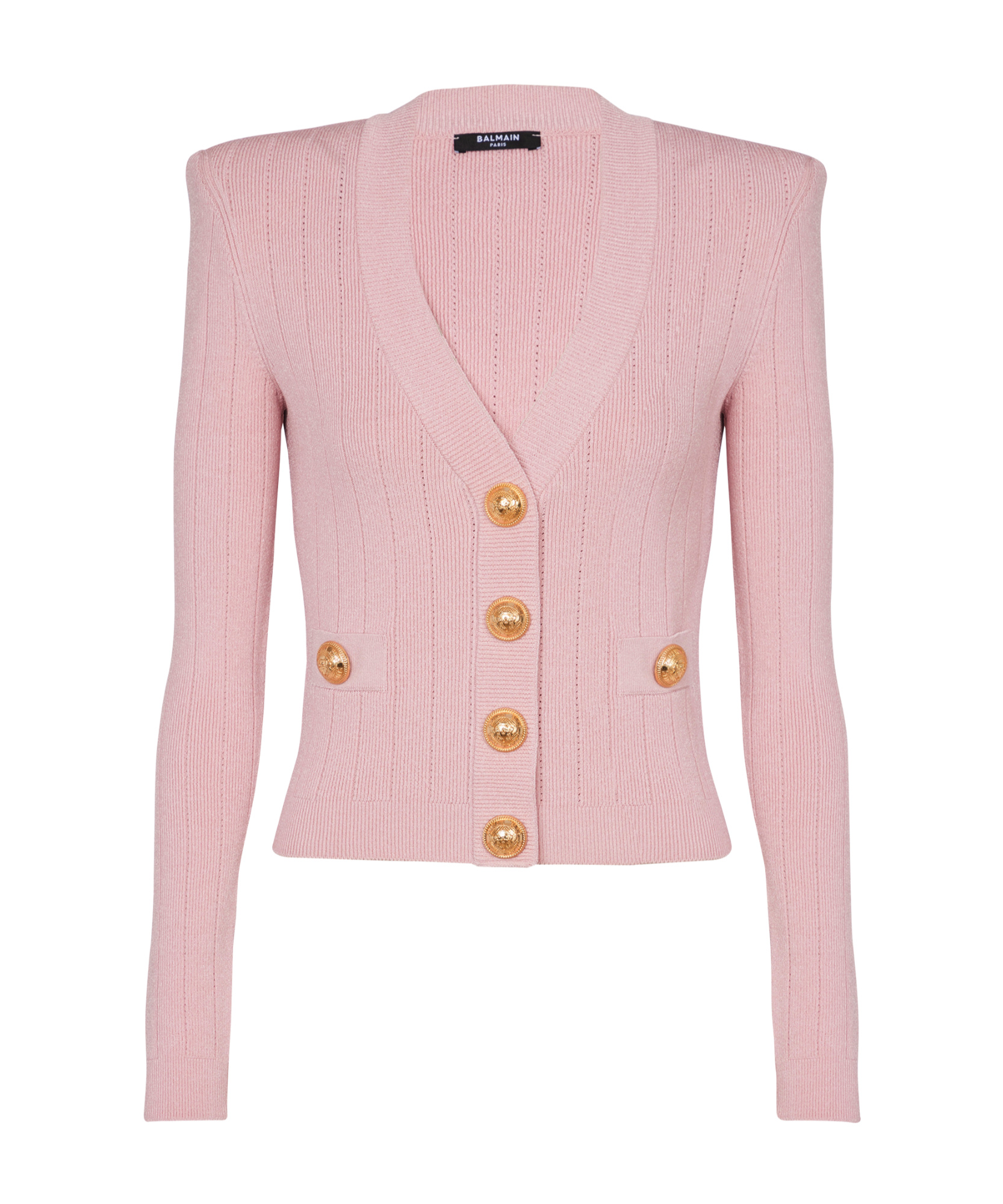 Balmain Button-detail V-neck Cardigan In Pink