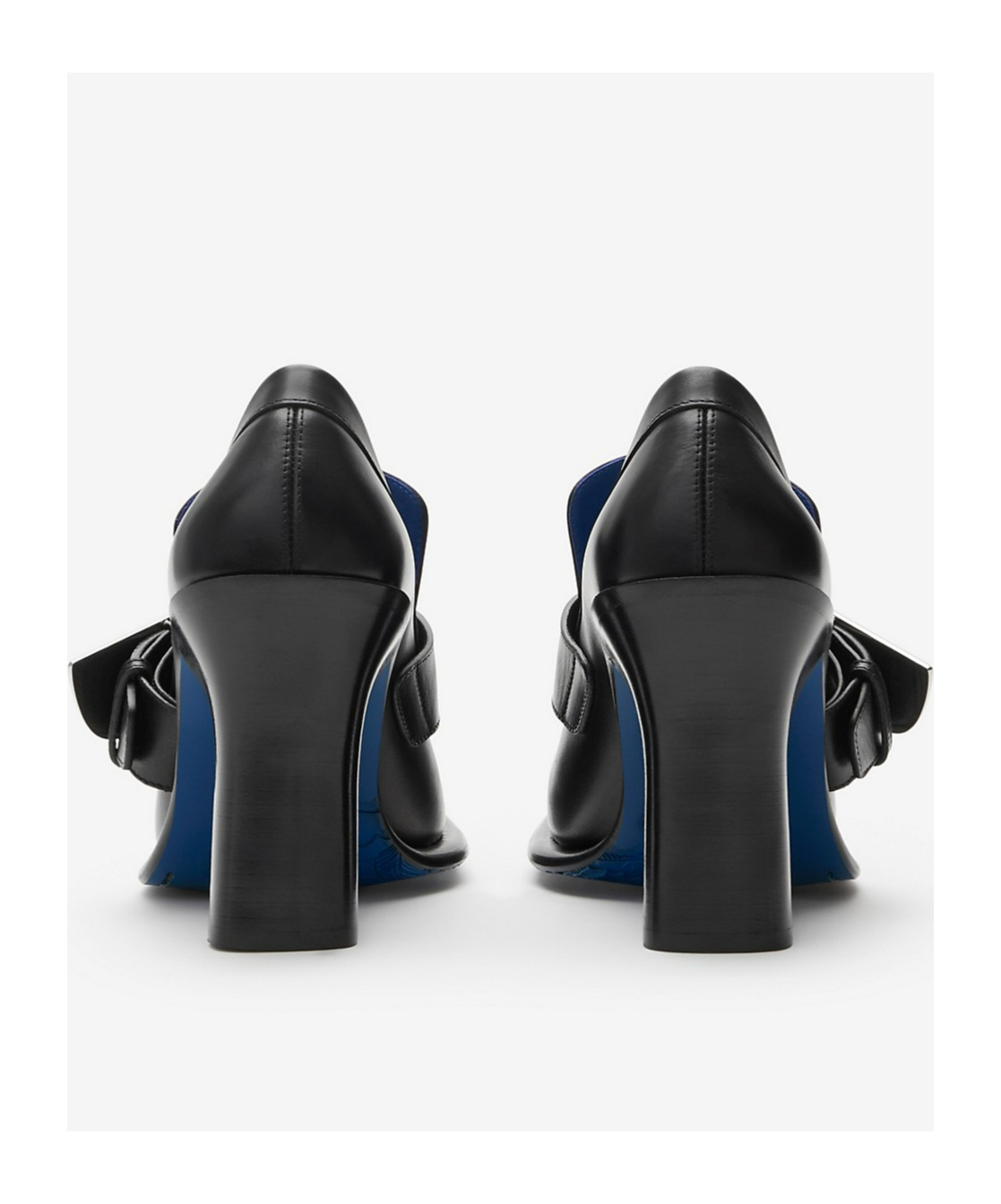 Burberry Leather London Shield High Heeled Loafers In Black