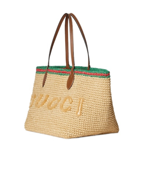 Gucci Woven Medium Tote Bag In Brown