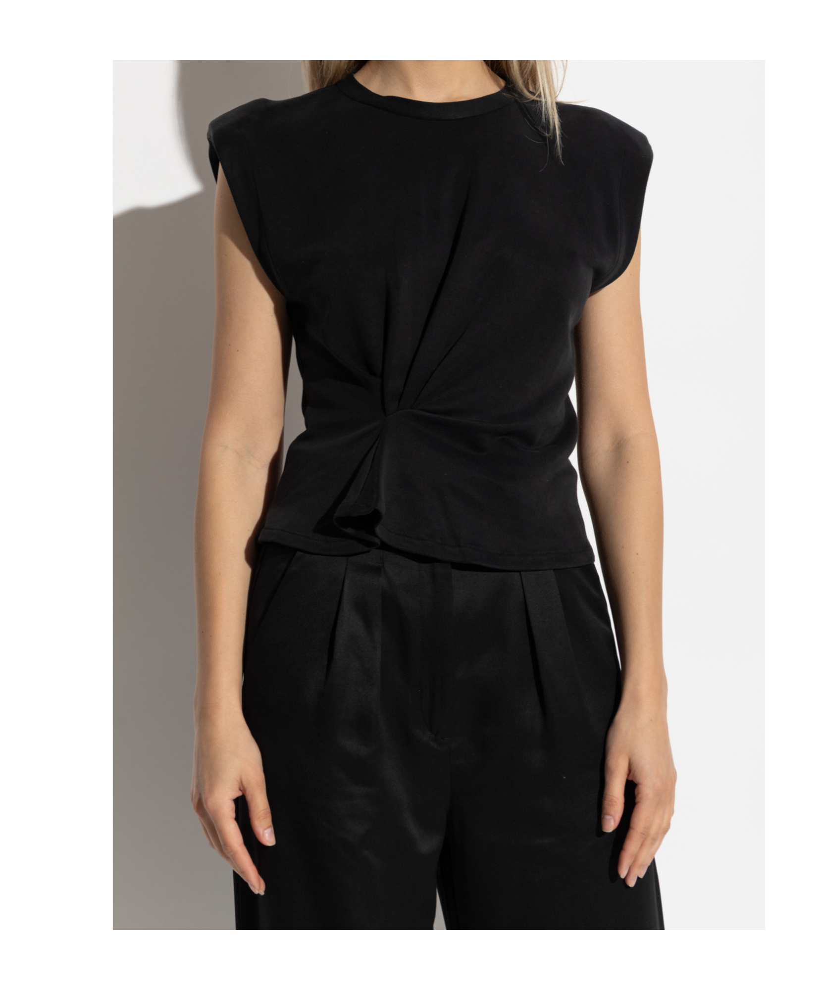 Iro Twisted-detail Cap-sleeve Top In Black