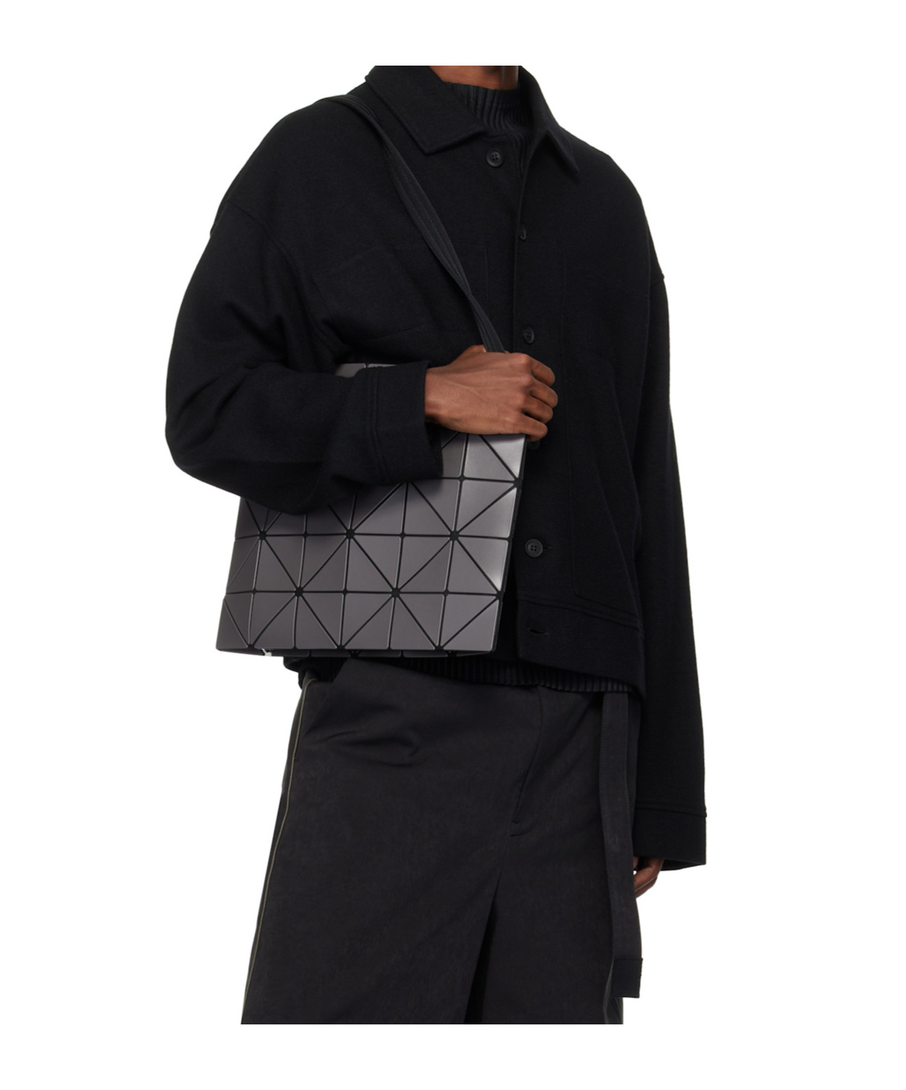 Bao Bao Issey Miyake Gray Blocky Shoulder Bag In Black