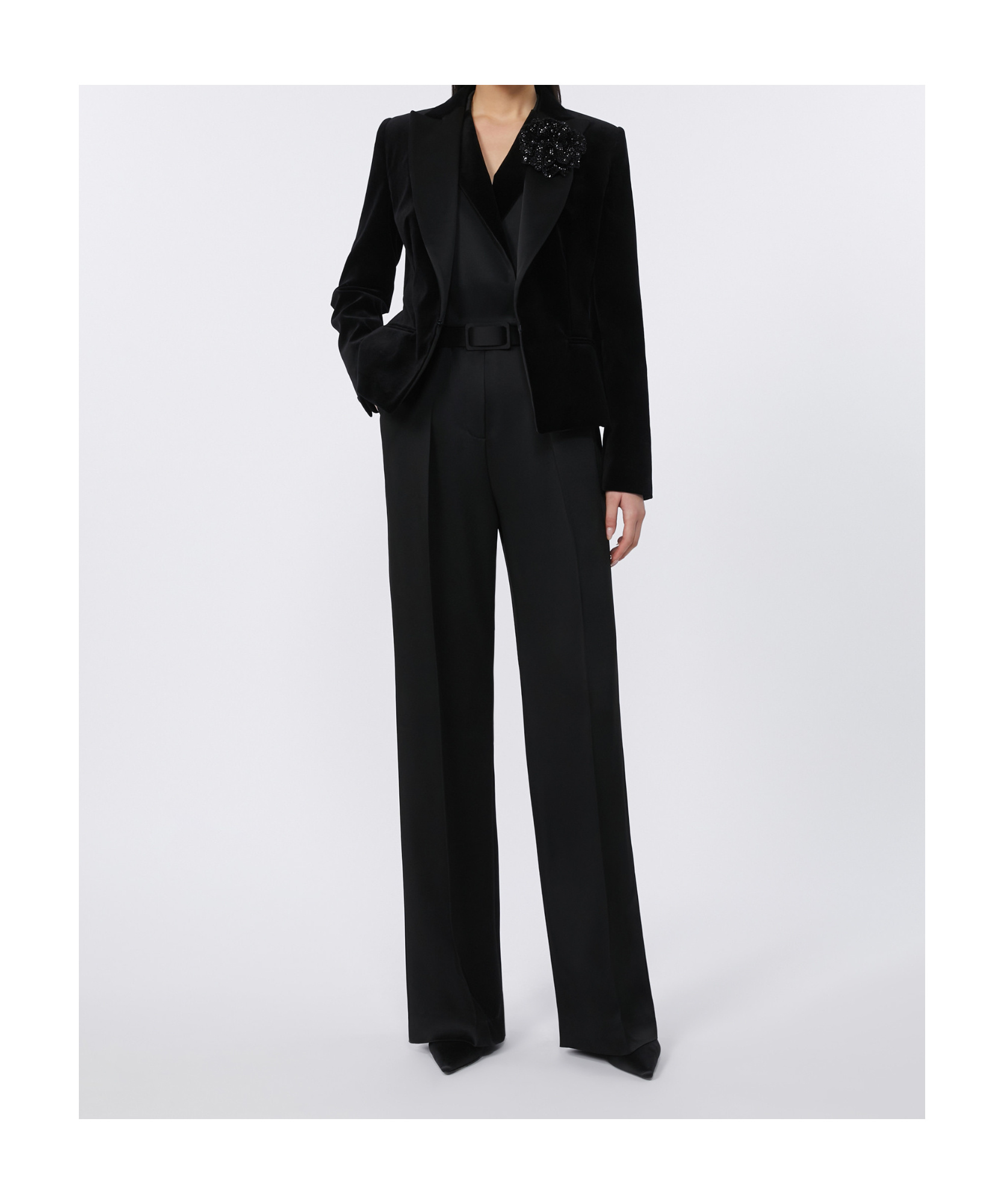 Max Mara Chaqueta Esmoquin De Terciopelo In Black