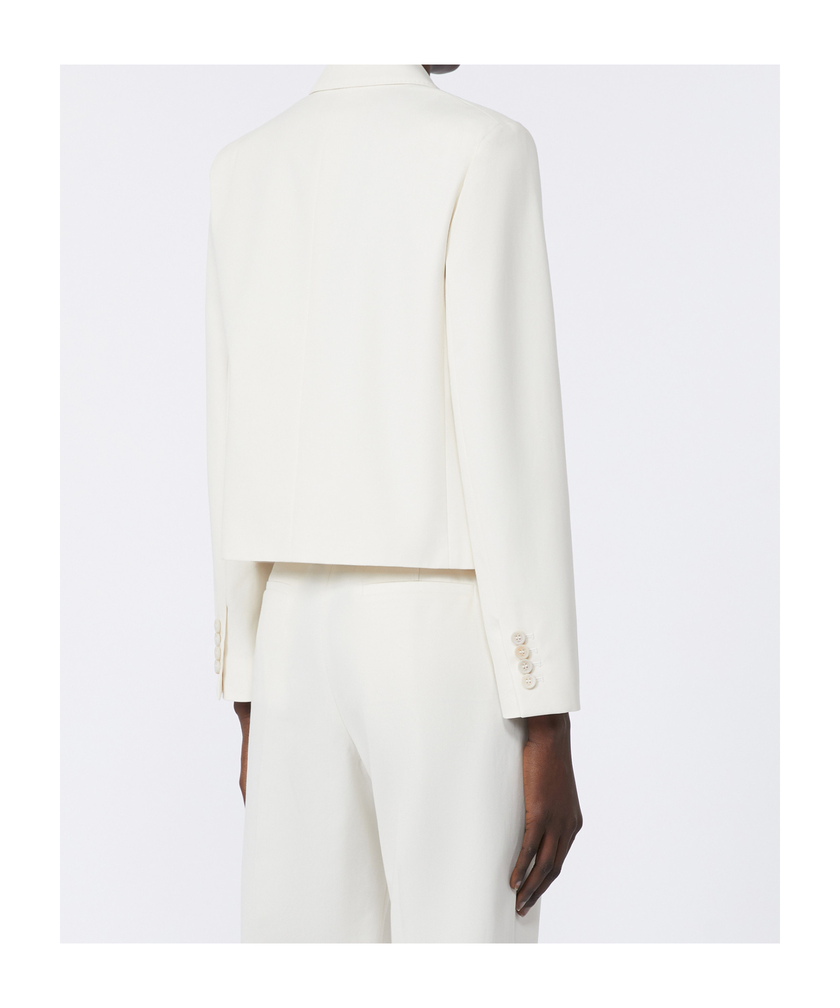 Max Mara Cotton Twill Cropped Jacket In White
