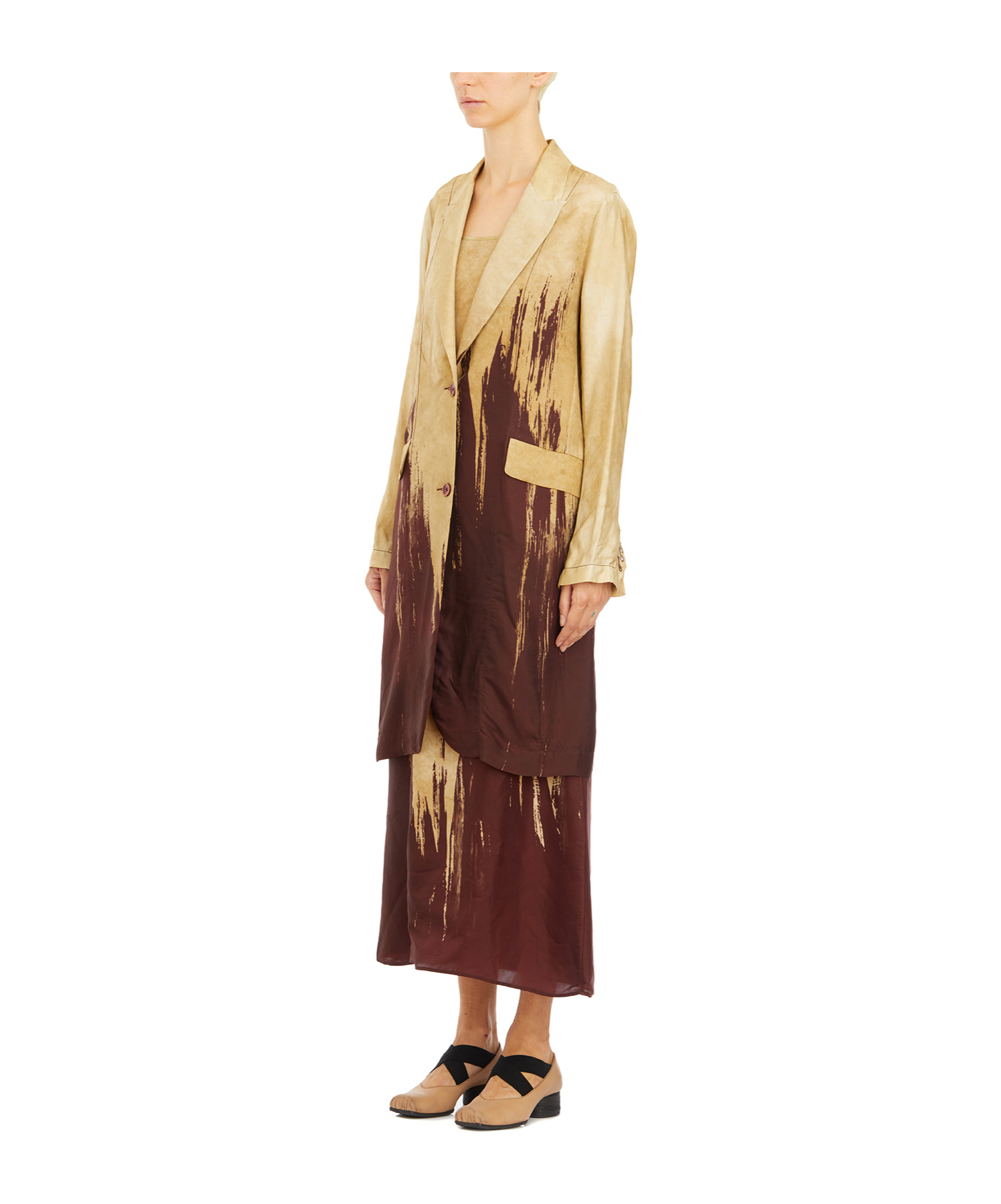 Uma Wang Long-sleeved Lapel Coat In Nude