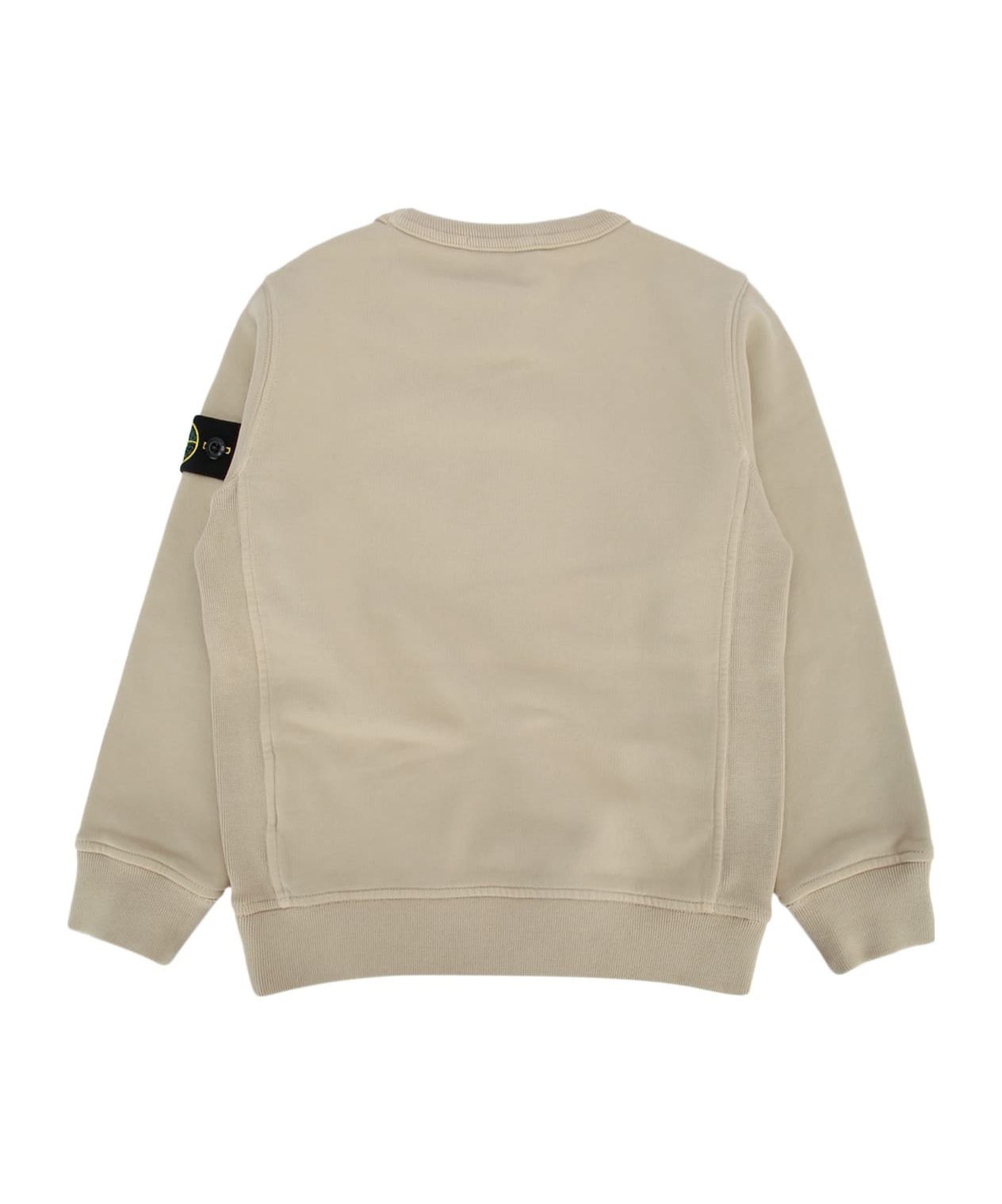 Stone Island Junior Logo Patch Crewneck Sweatshirt In Brown