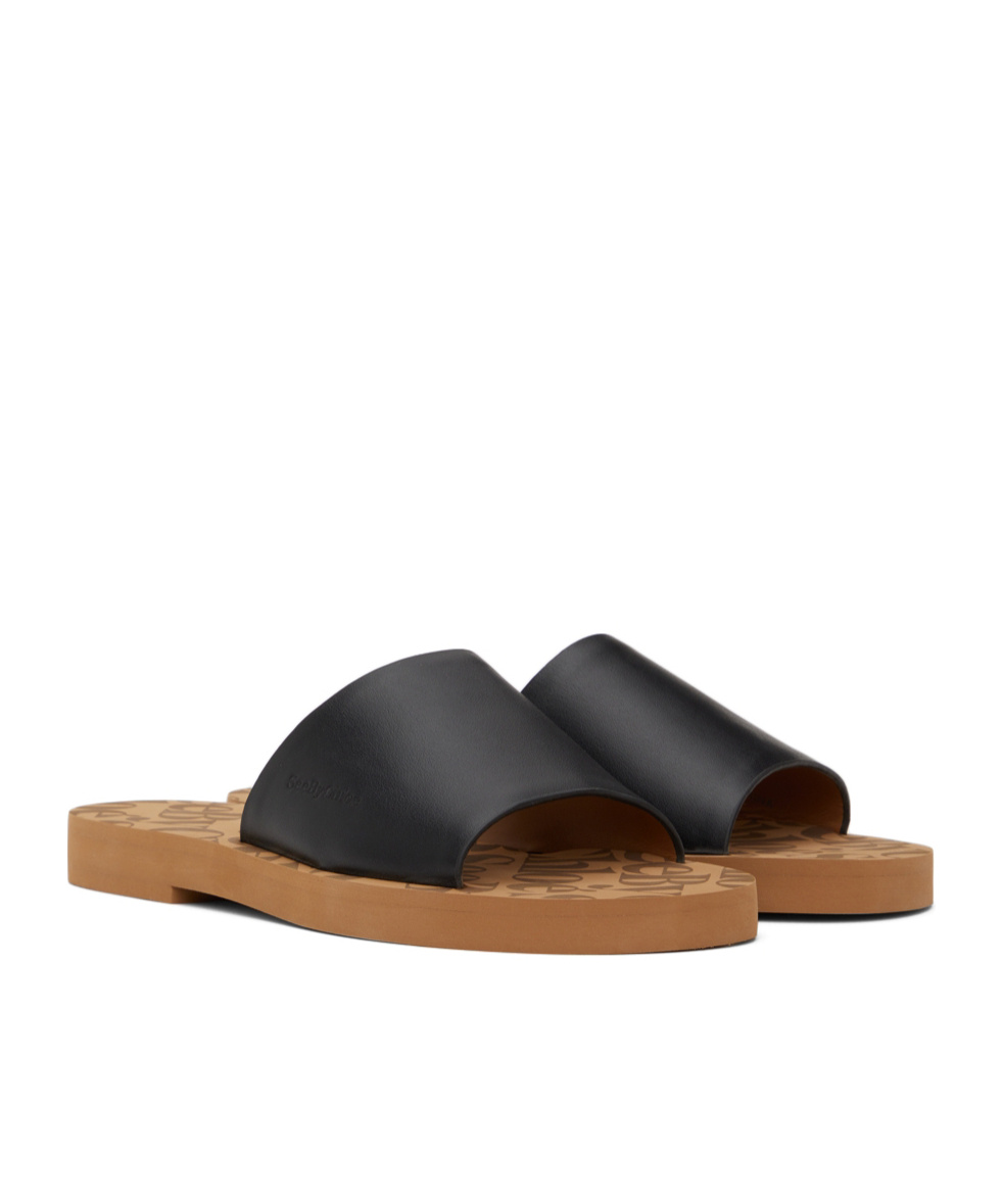 See By Chloé Essie Slide Logo Slippers In Black
