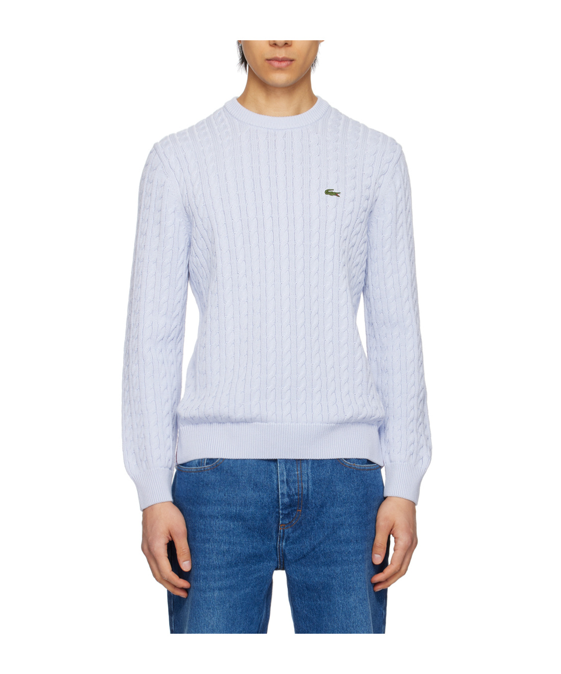 LACOSTE PATCH ROUND NECK SWEATER 