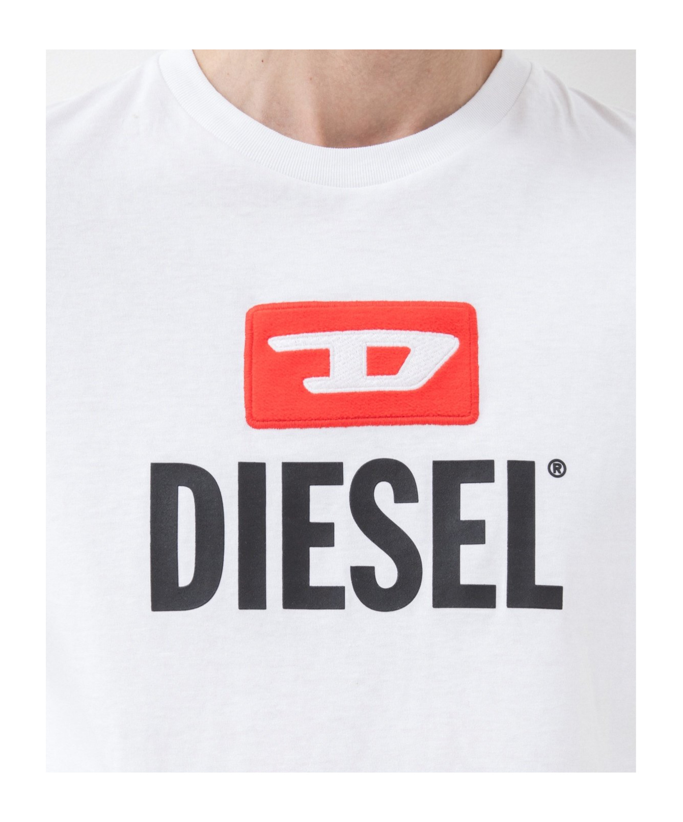 Diesel T-boxt-div Logo Printed T-shirt In White