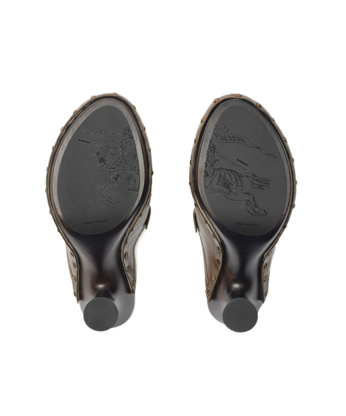 Burberry Leather Potter Clogs In Brown