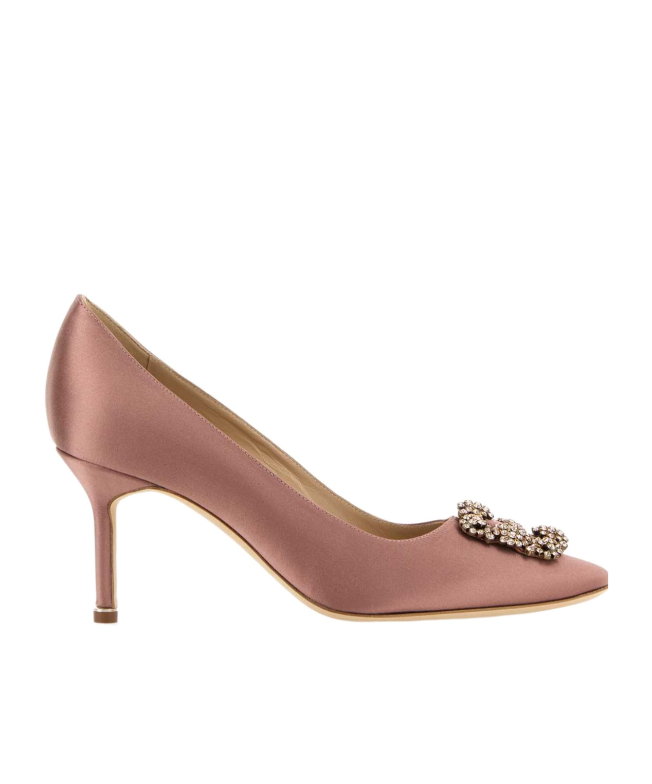 Manolo Blahnik 70mm Hangisi Jewel-embellished Pumps In Brown