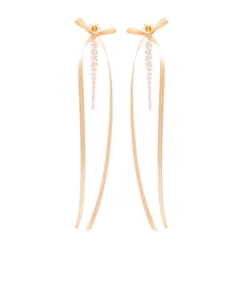 Simone Rocha Bow Ribbon Drip Earrings In Yellow