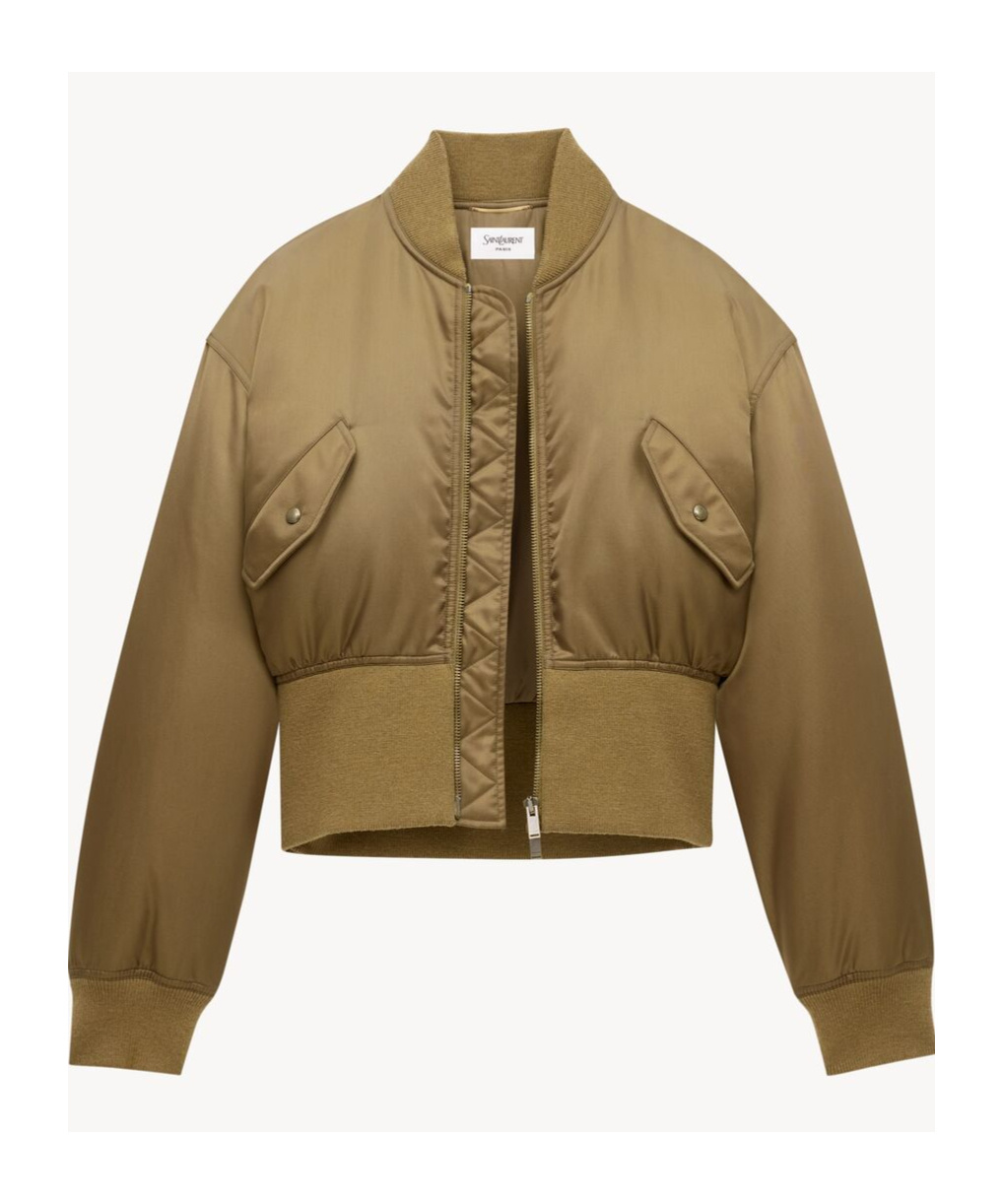 Saint Laurent Long-sleeved Casual Jacket In Green