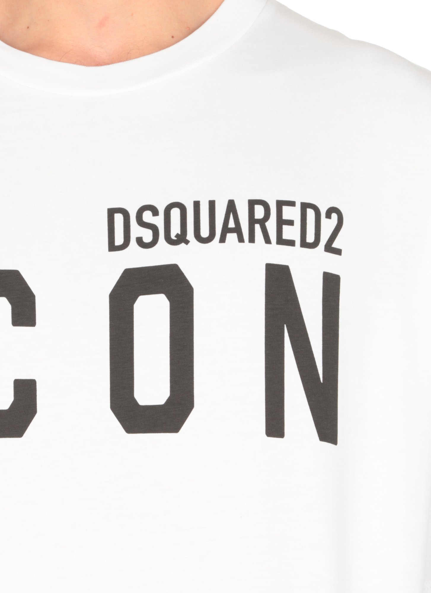 Dsquared2 White Crewneck T-shirt With Maxi Logo Print On The Front In Cotton Man In White