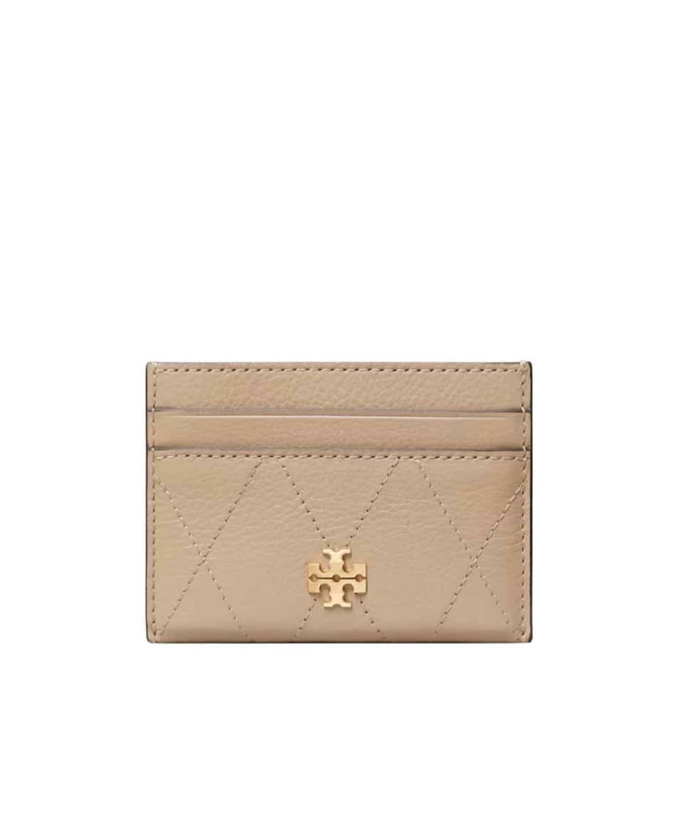 Tory Burch Charlie Quilted Card Case In Nude