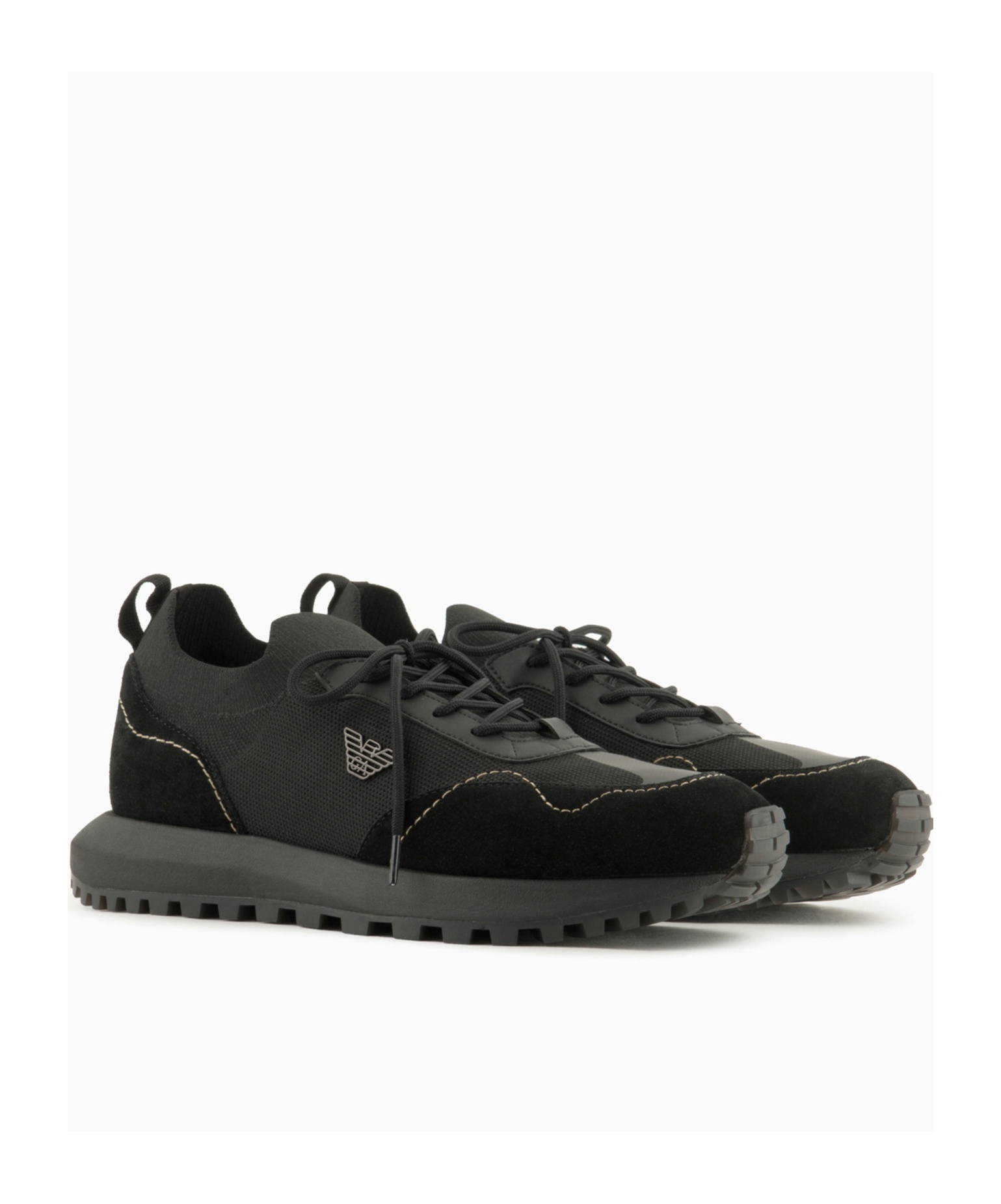 Emporio Armani Lace Up Sneakers In Black