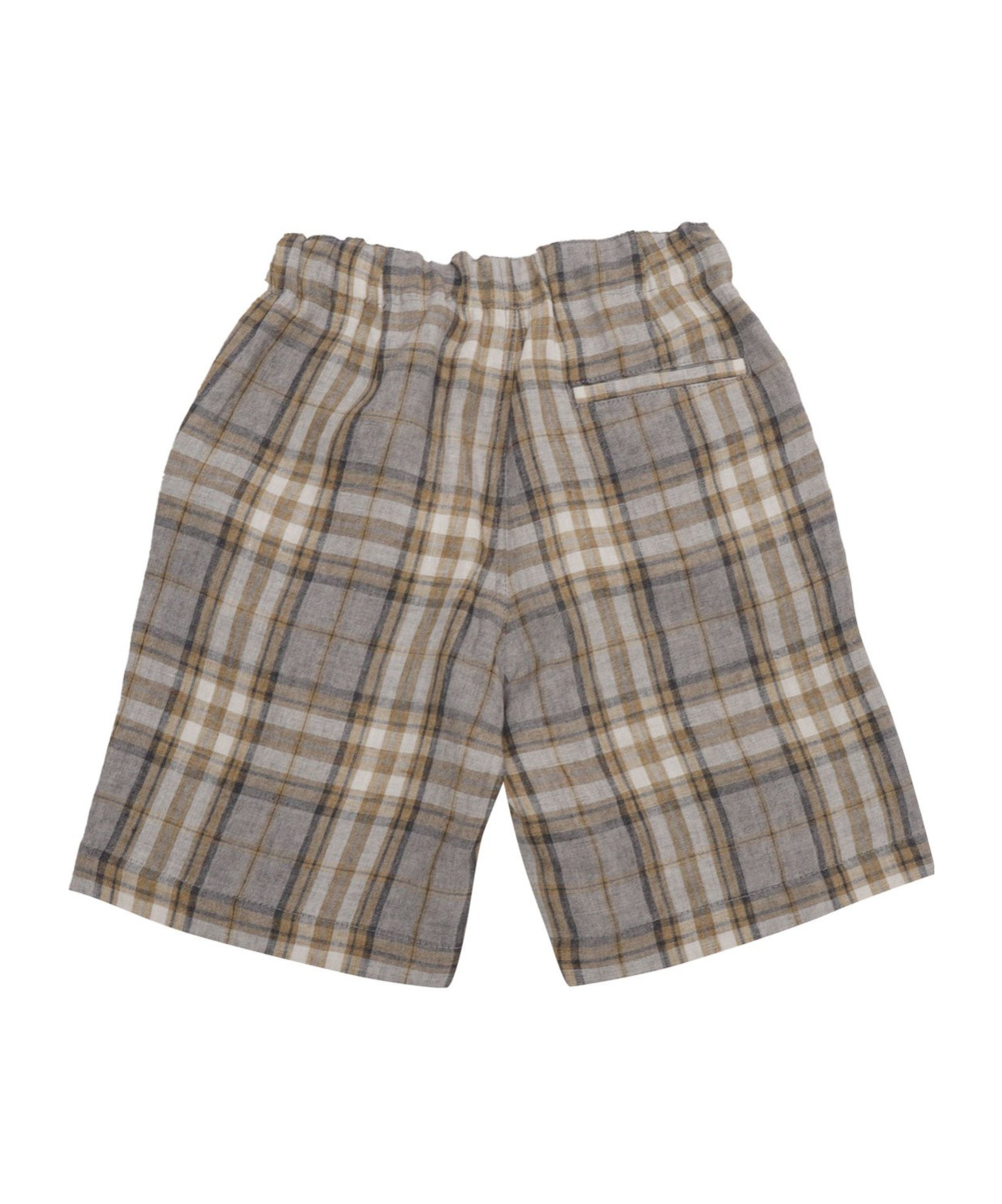 Il Gufo Check-pattern Linen-flax Shorts In Gray