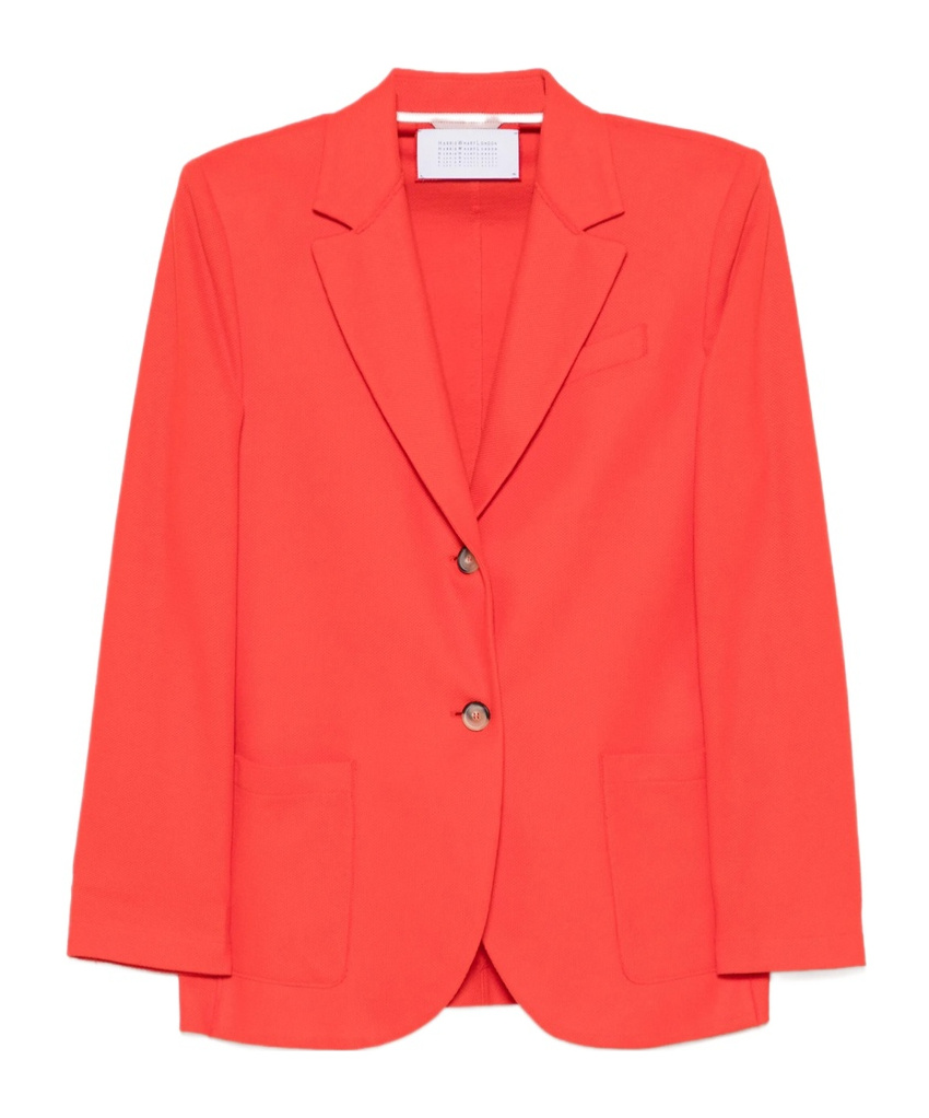 Harris Wharf London Crinkled Shoulder-pads Blazer In Orange