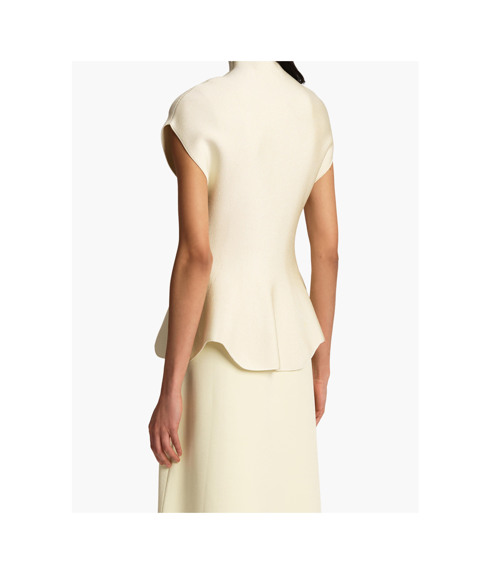 Khaite Andra Knit Peplum Top In Neutral