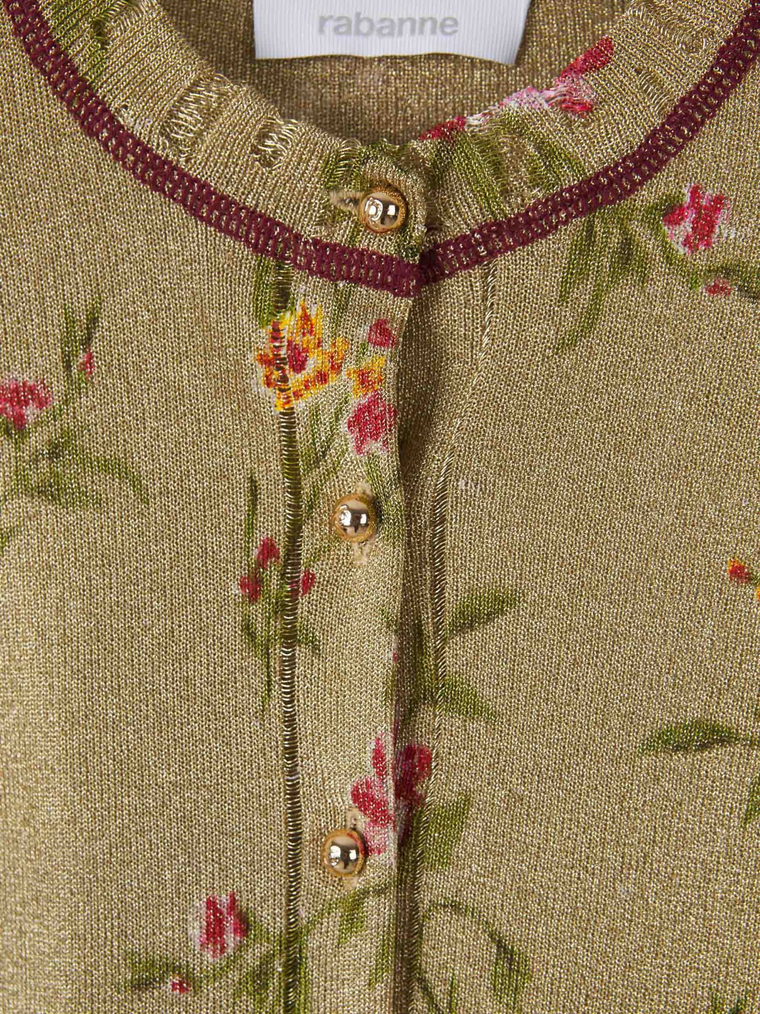 RABANNE PACO RABANNE FLORAL JACQUARD DISTRESSED CARDIGAN