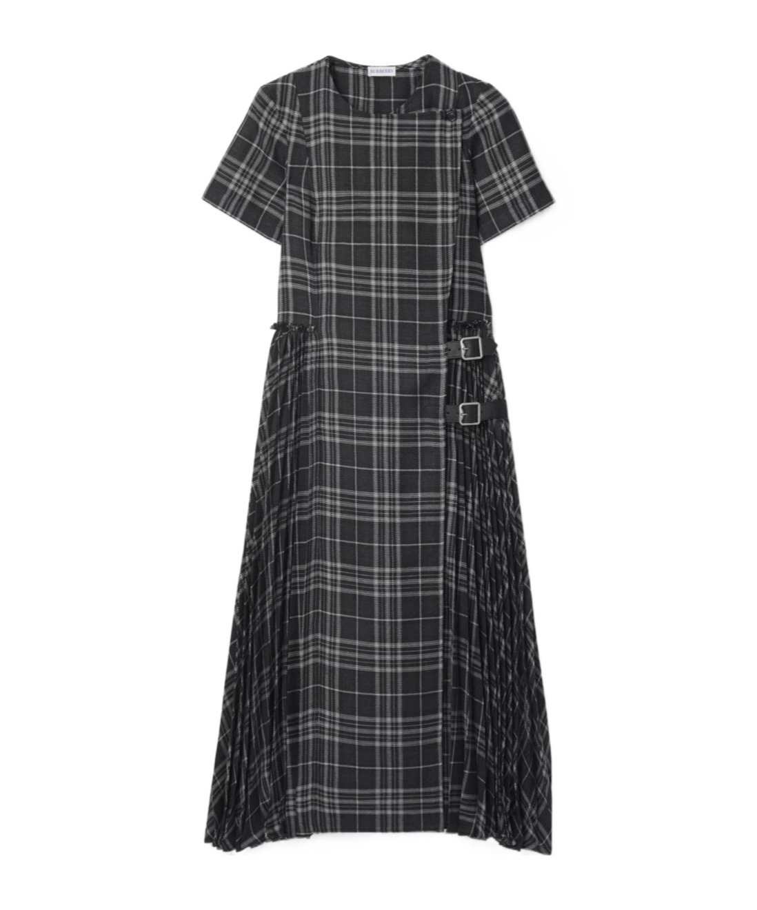 Burberry Check Wool Blend Kilt Dress In Black