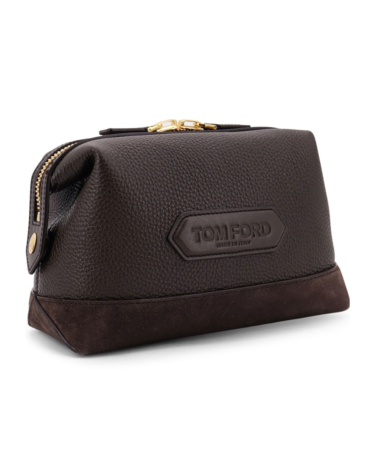 Tom Ford Logo-patch Zipped Clutch Bag In Black
