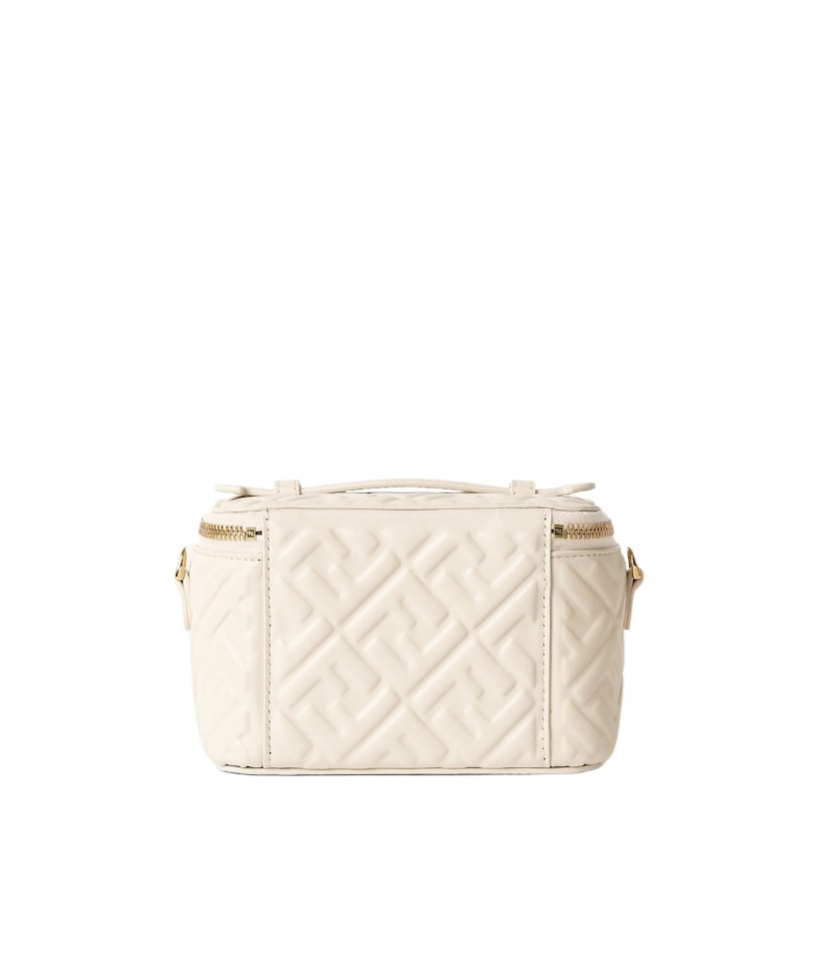 Fendi Camelia Nappa Leather Mini-bag With Ff Motif In White