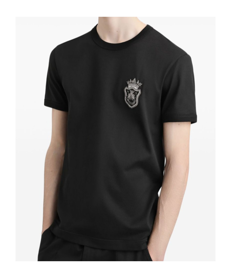 Shop Dolce & Gabbana Embroidered Logo T-shirt In Black