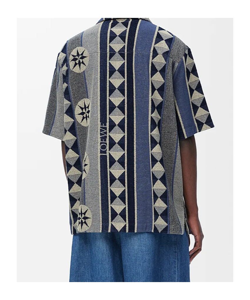 Loewe Mens Blue Multicolor Ibiza Graphic-pattern Cotton-blend Terry Shirt